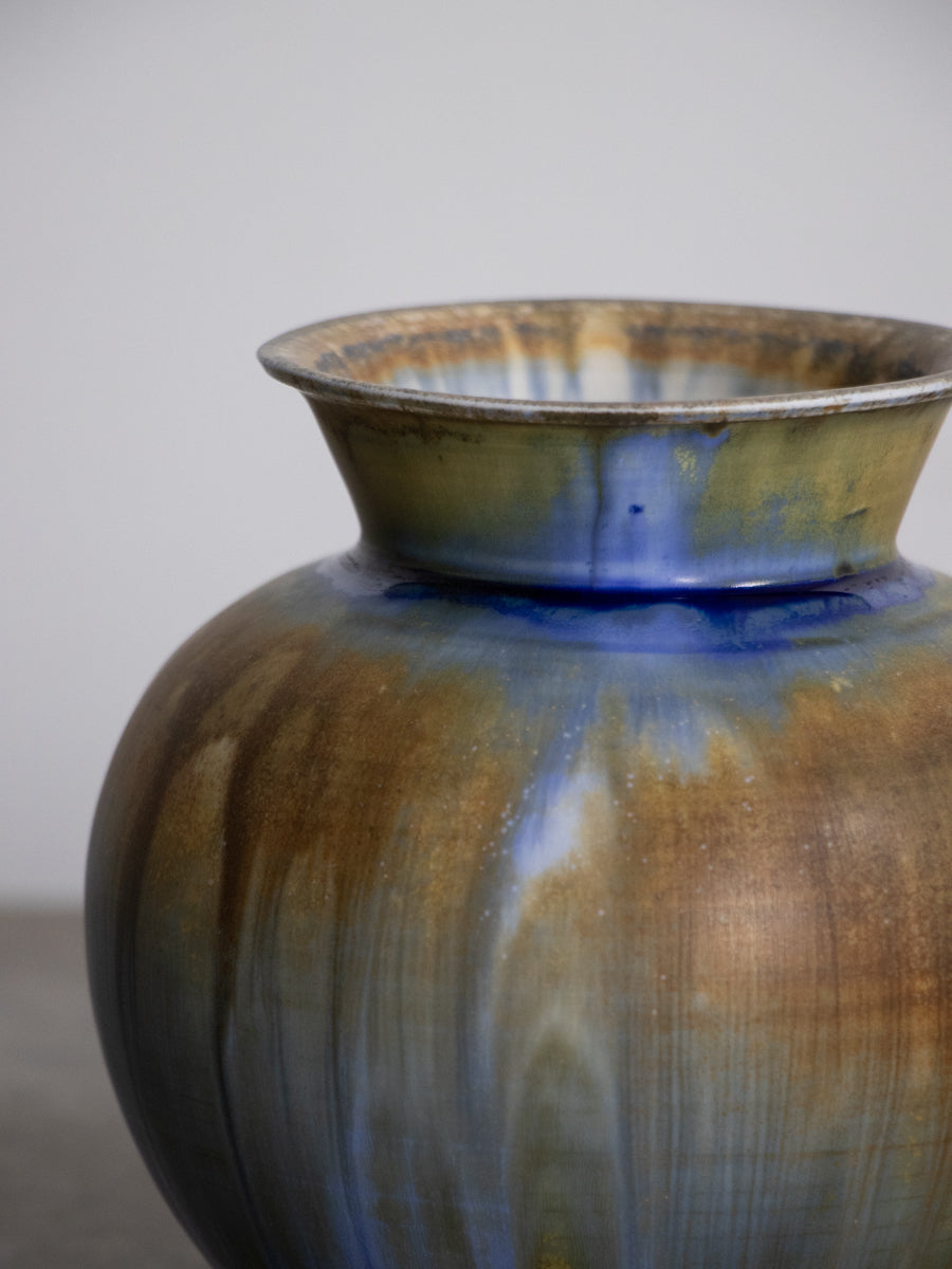 呉須流しカブ花瓶_中