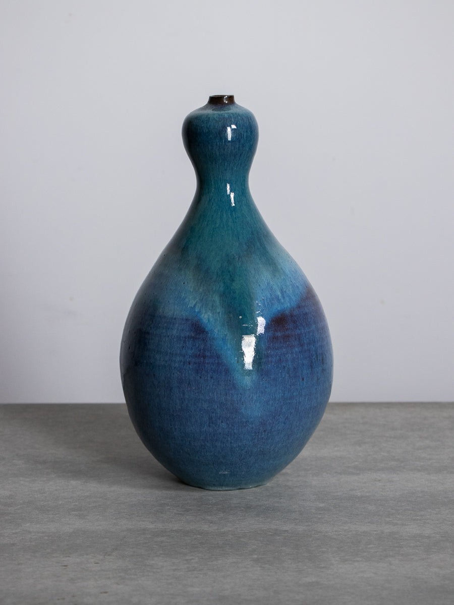 青釉ひょうたん型いけばな花器