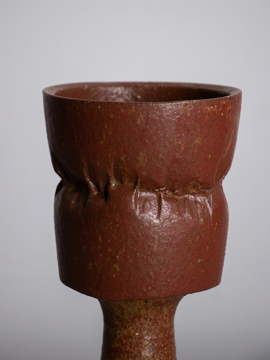 茶釉結びいけばな花器