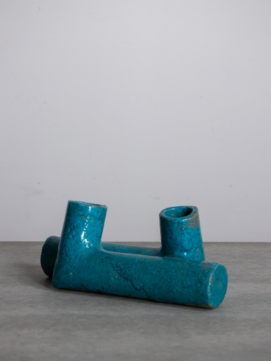 青釉二口いけばな花器