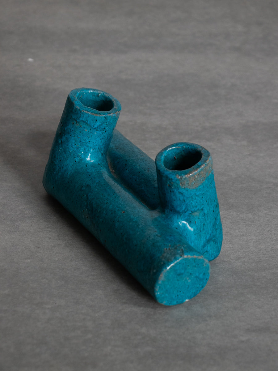 青釉二口いけばな花器