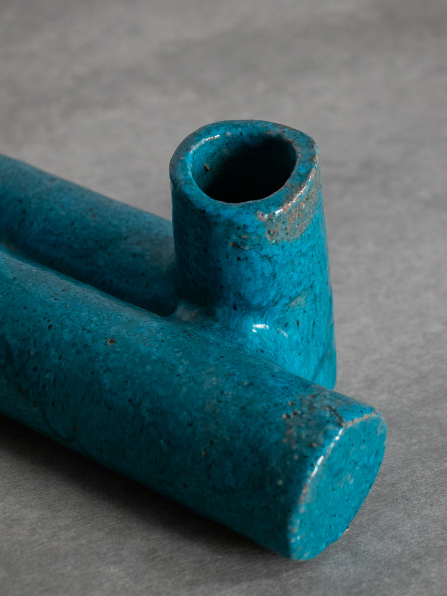 青釉二口いけばな花器