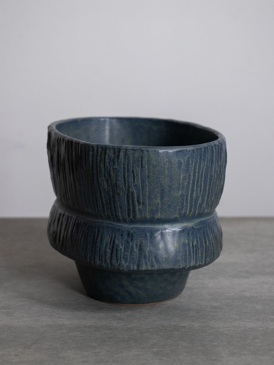 青釉楕円いけばな花器