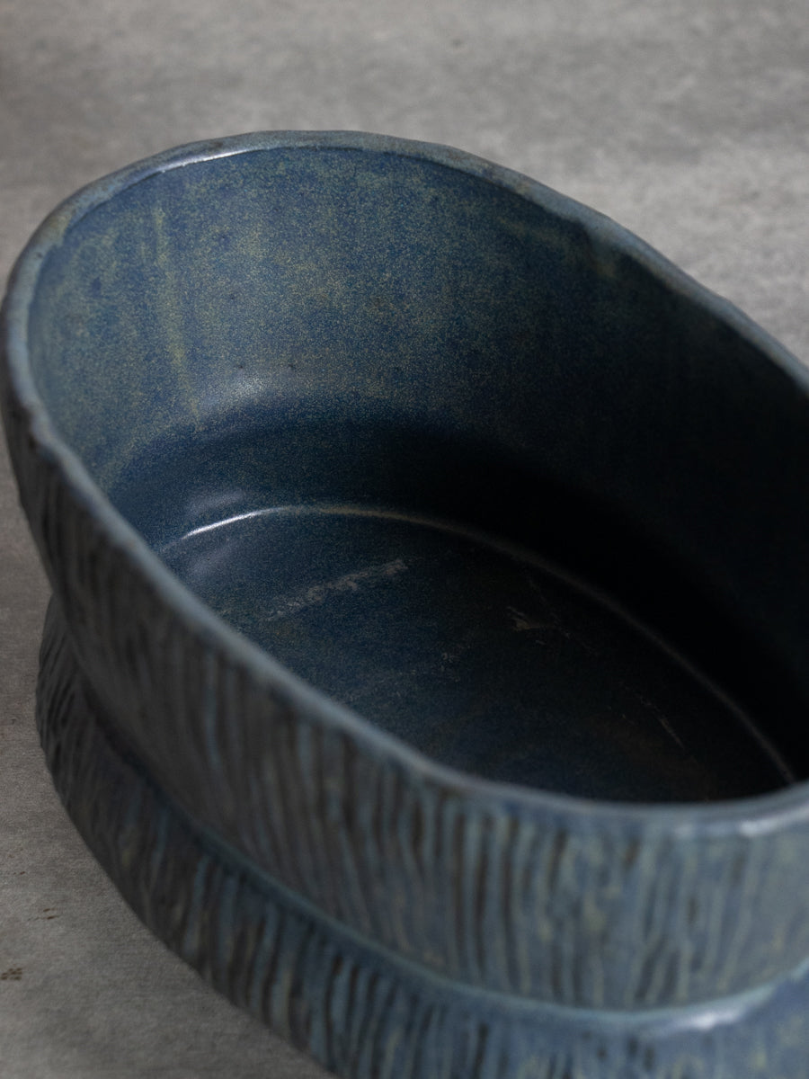 青釉楕円いけばな花器