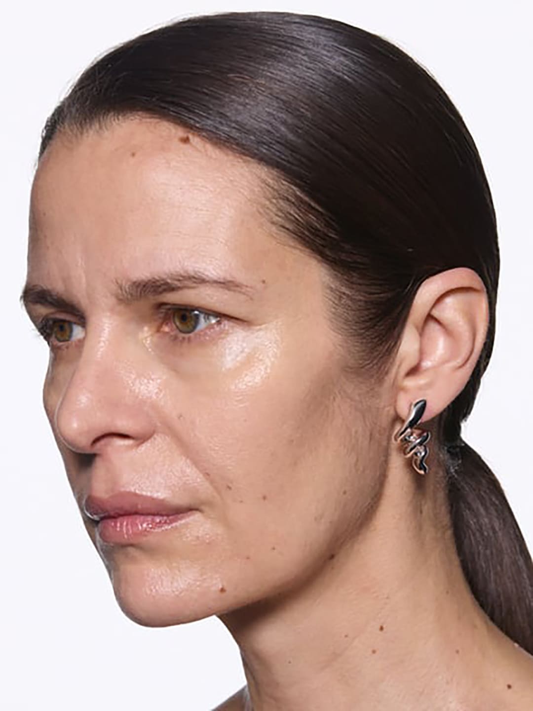 Coil Earring Small Silver Left