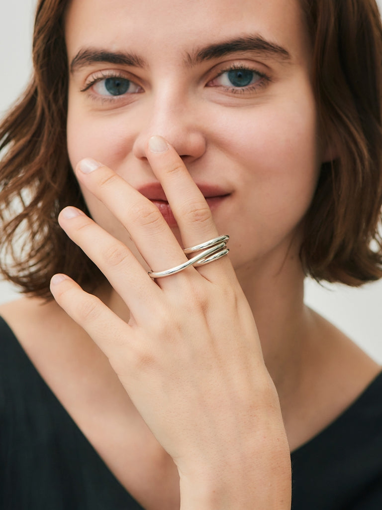 Coil Double finger Ring/Silver M