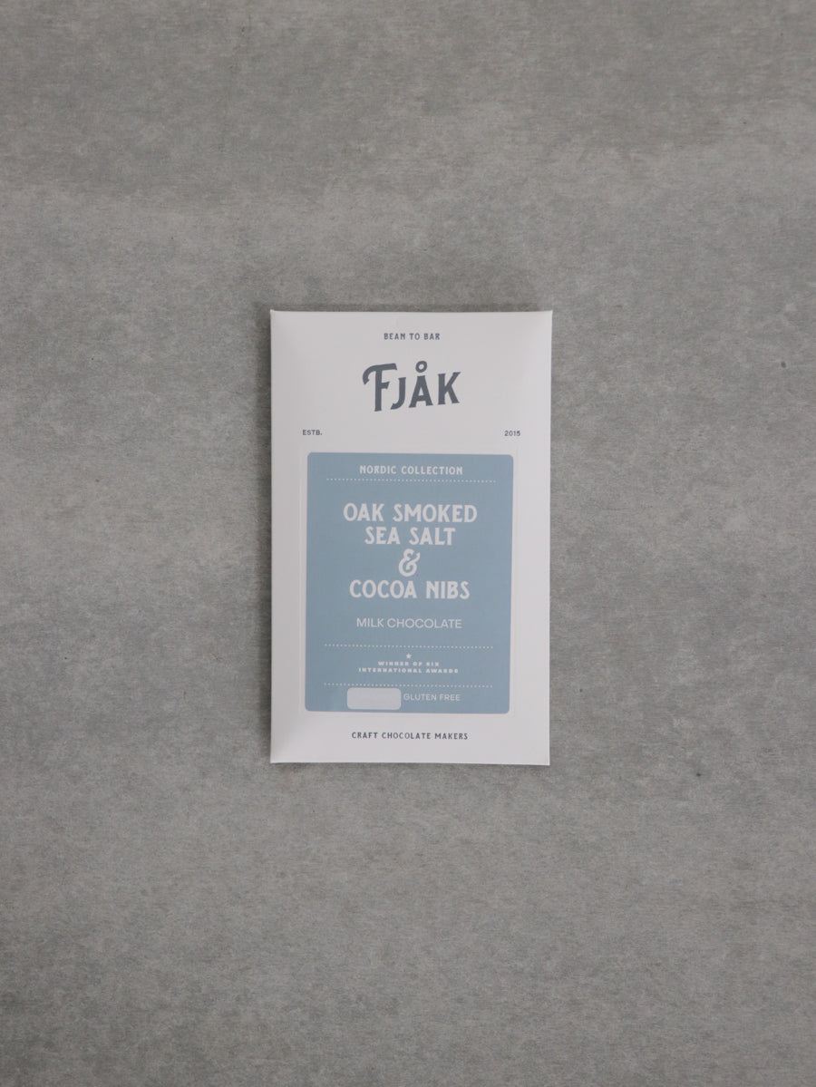 Fjak 45% Milk Nibs & Smoked Oak Salt