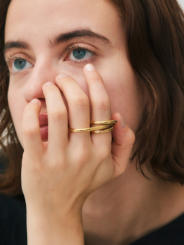 Coil Double finger Ring/Gold L