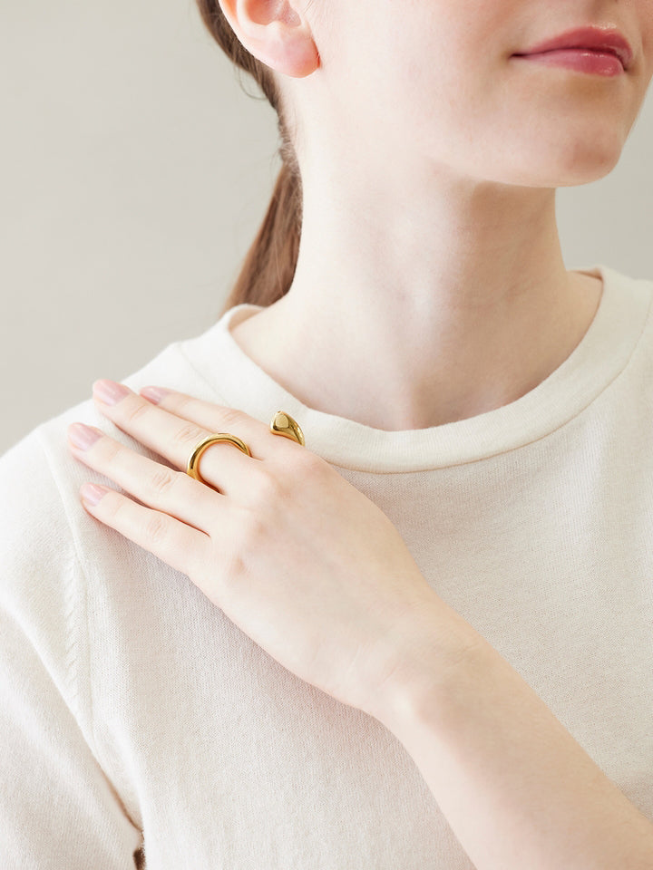 【受注商品】Distortion Doble Finger Ring/Gold