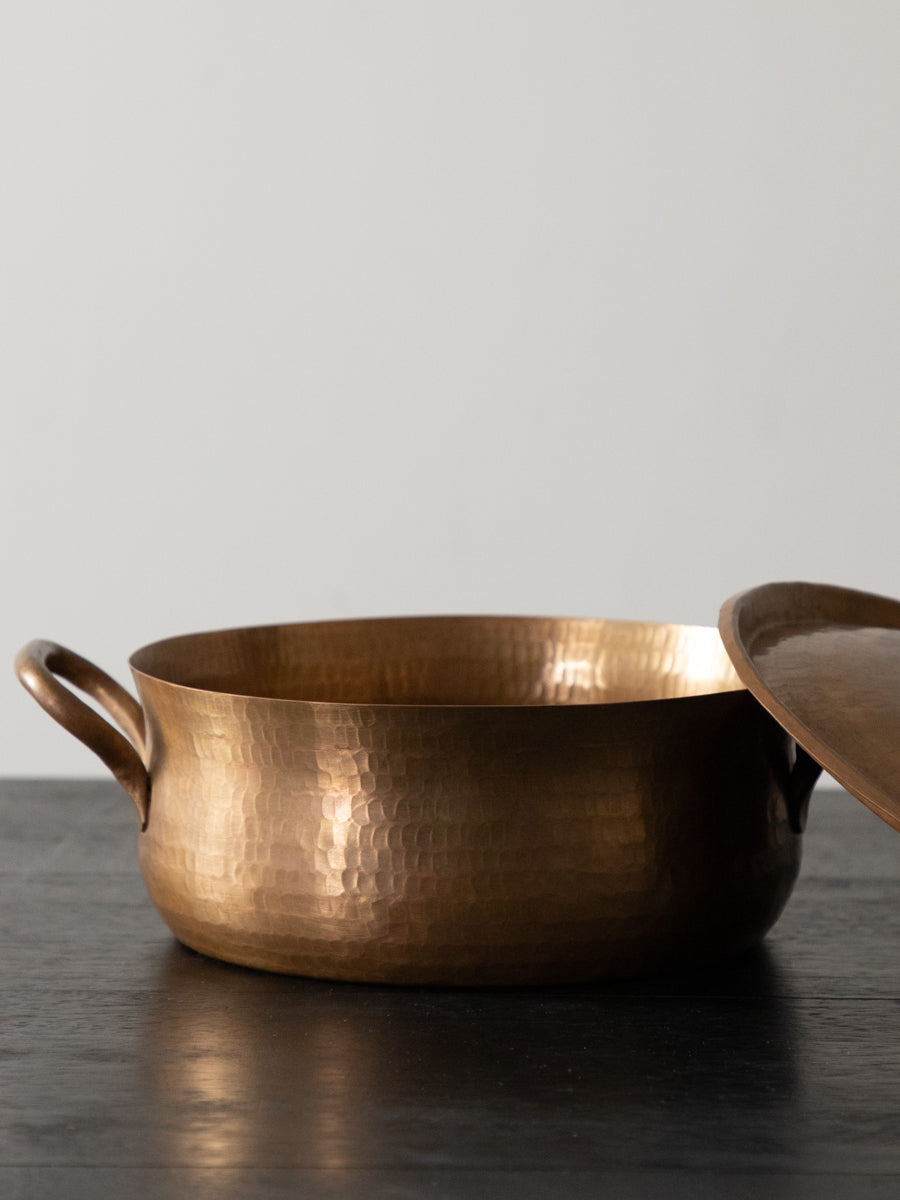 銅両手付丸ソトワール鍋 - 食器